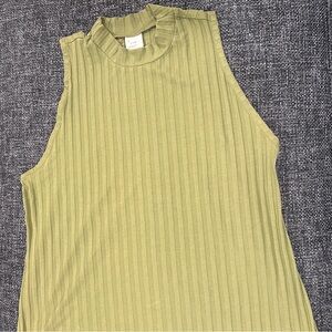 A New Day Green Ribbed Sleeveless Tank Top